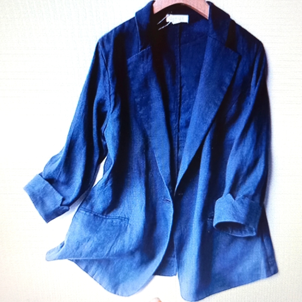Navy Blue Cotton Blazer